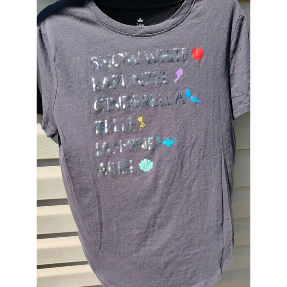 Disney Princess List Juniors XL Six Princesses Names & Symbols Phantom Gray - Picture 2 of 7